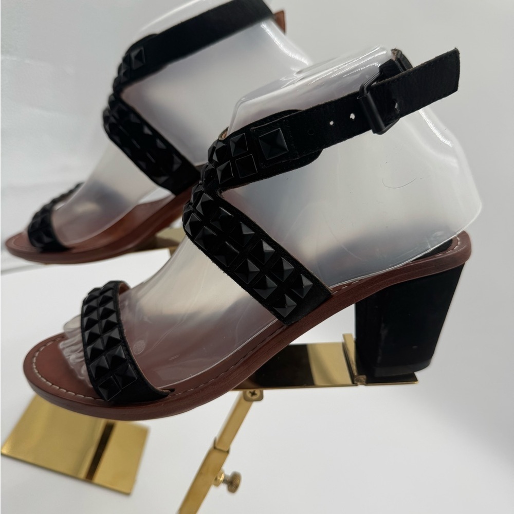 Vintage 7 For All Mankind Black Studded Leather Block Heel Sandals – Size 6M